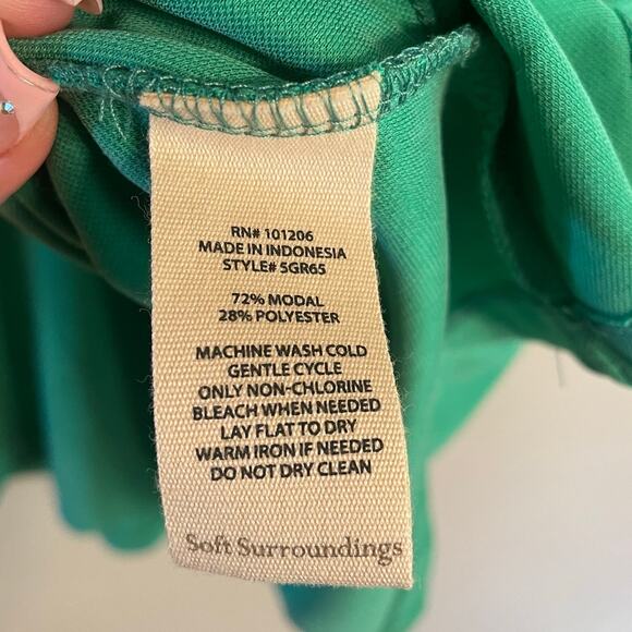 Soft Surroundings Green Tunic Button Back Pockets Long Shirt Top 1X Plus NEW - Picture 7 of 7